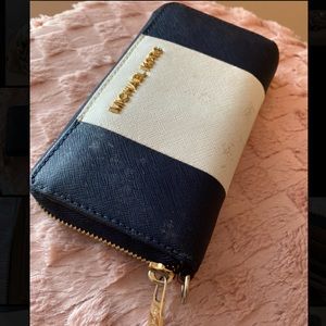 Michael Kors navy and white wallet